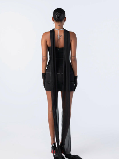 Nana Jacqueline Lucie Bow Dress: Black Mini Dress for Cocktail Party Black