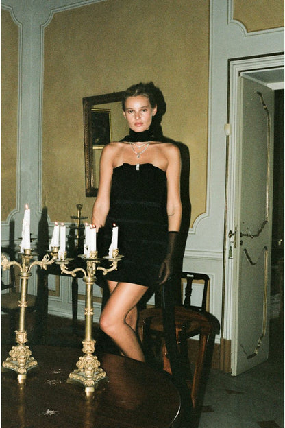 Nana Jacqueline Lucie Bow Dress: Black Mini Dress for Cocktail Party Black