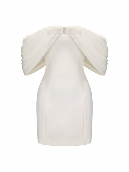 Nana Jacqueline Kate Bow Dress: White Mini Dress for Bridal Shower White