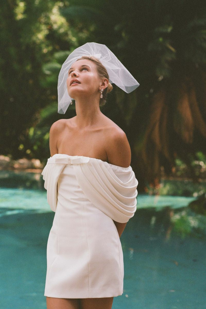 Nana Jacqueline Kate Bow Dress: White Mini Dress for Bridal Shower White