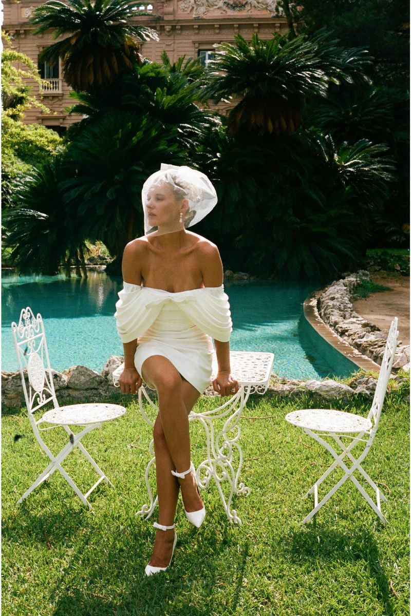 Nana Jacqueline Kate Bow Dress: White Mini Dress for Bridal Shower White