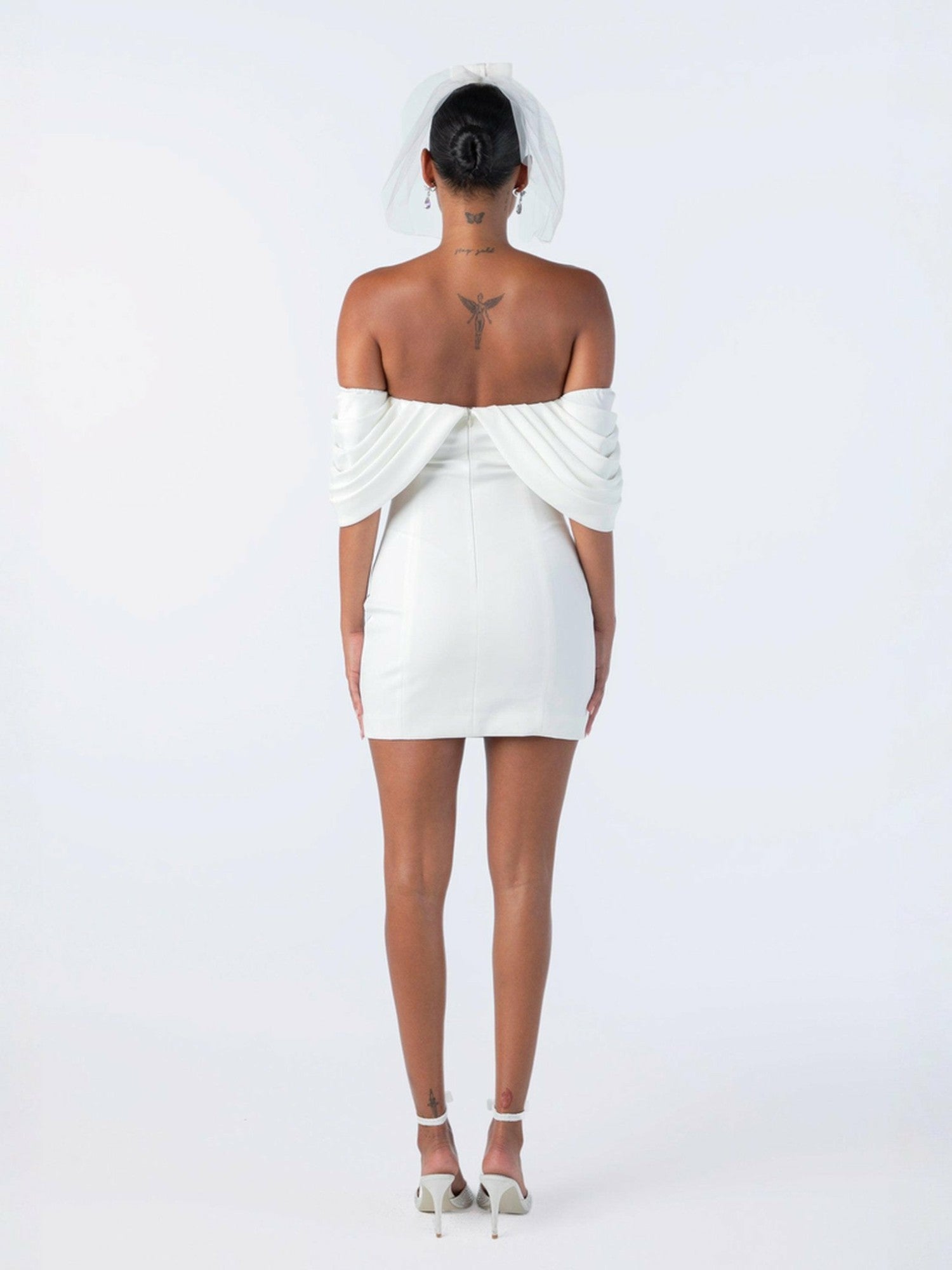 Nana Jacqueline Kate Bow Dress: White Mini Dress for Bridal Shower White