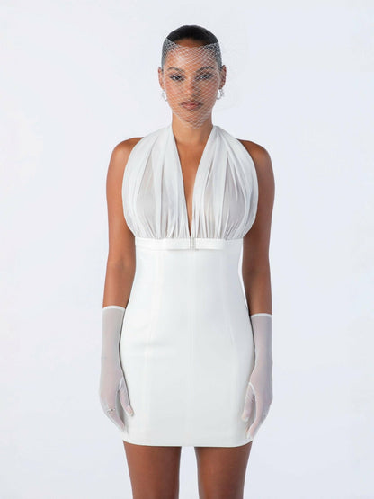 Nana Jacqueline Melinda Dress: White Mini Dress for Wedding After-Party White
