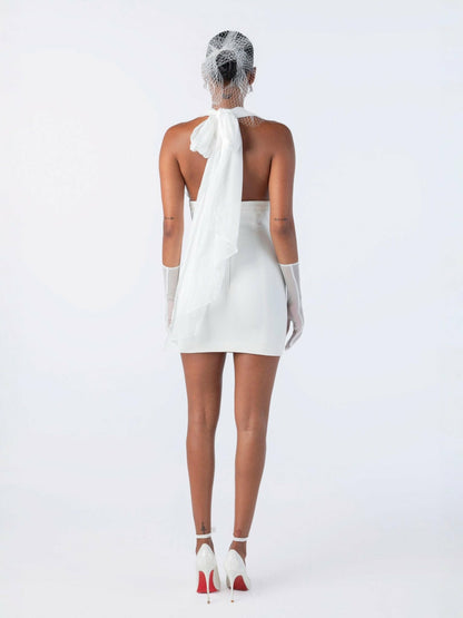 Nana Jacqueline Melinda Dress: White Mini Dress for Wedding After-Party White