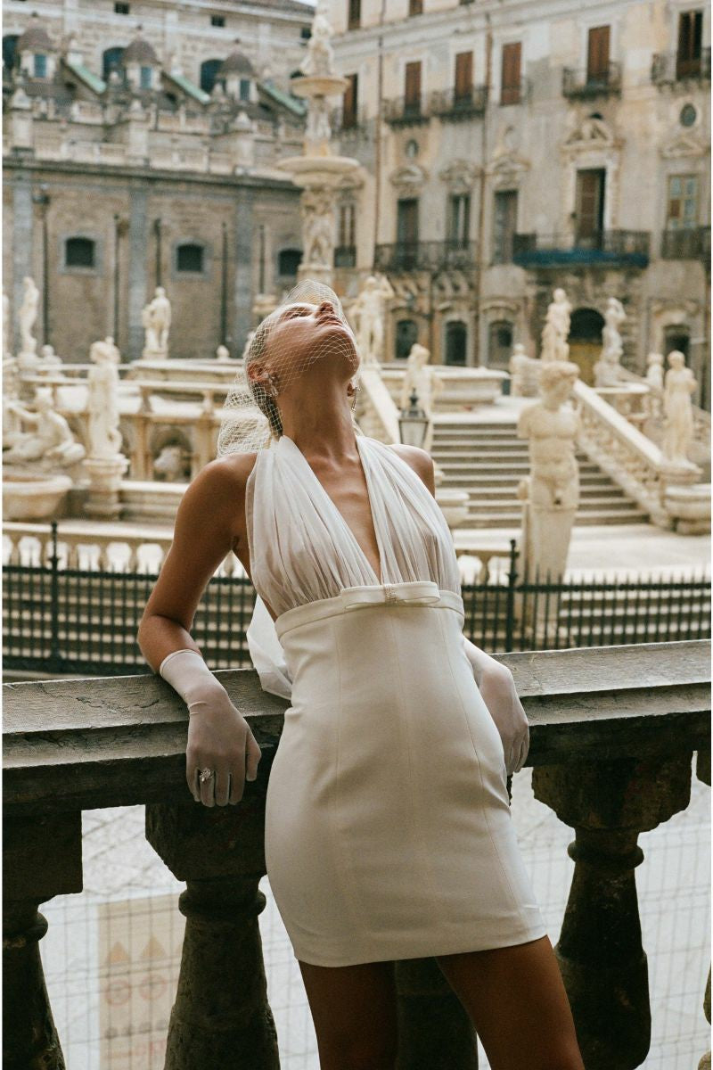 Nana Jacqueline Melinda Dress: White Mini Dress for Wedding After-Party White