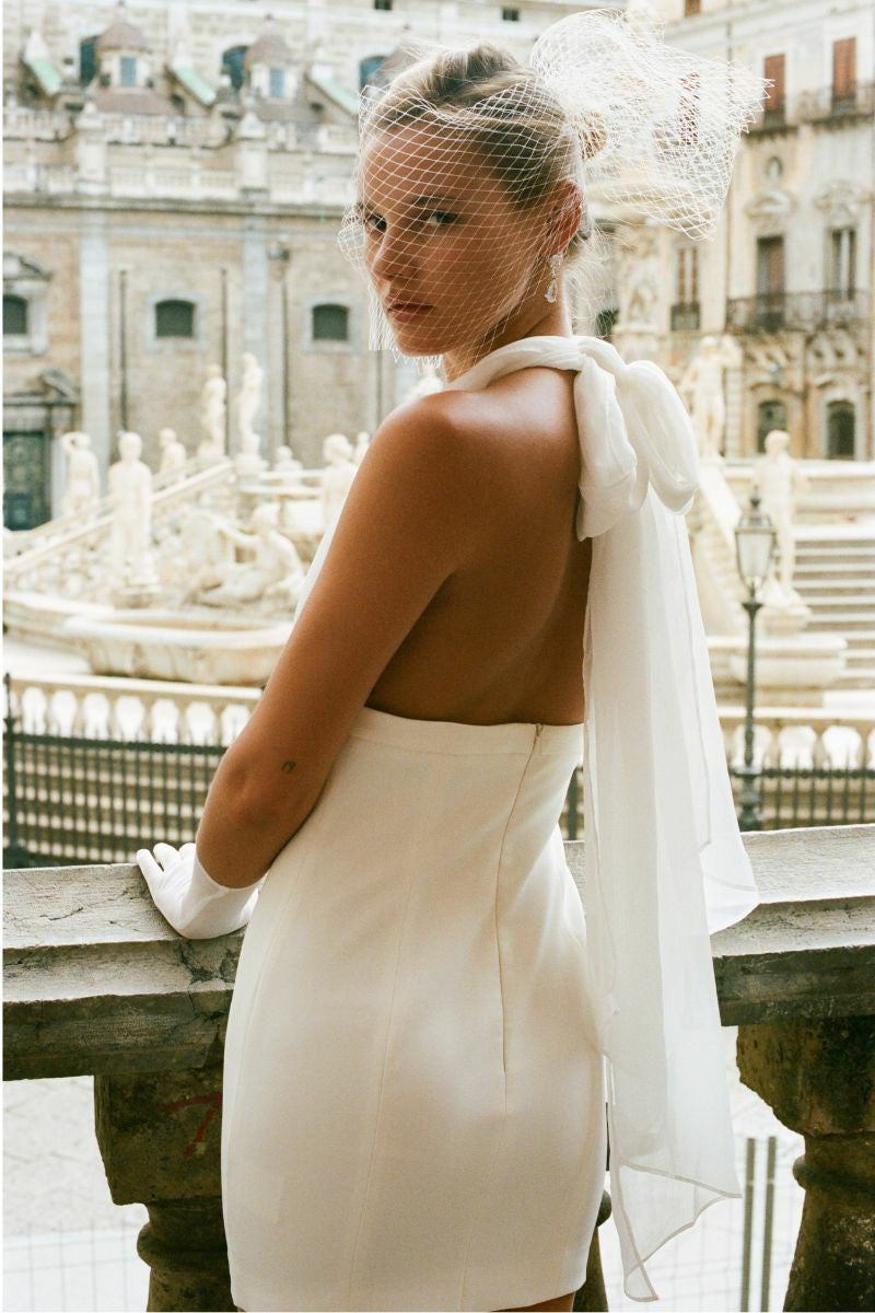 Nana Jacqueline Melinda Dress: White Mini Dress for Wedding After-Party White