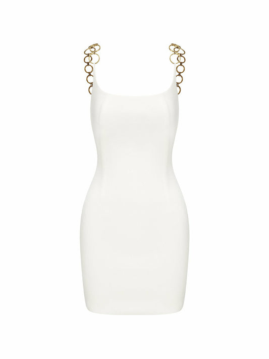 Nana Jacqueline Paloma Dress: White Mini Dress for Engagement Party White