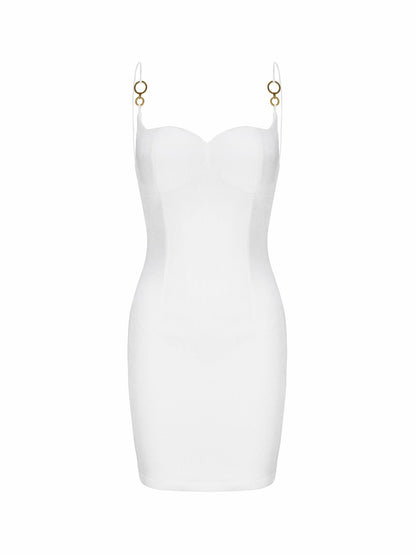 Nana Jacqueline Nadia Dress: White Mini Dress for Engagement Party White