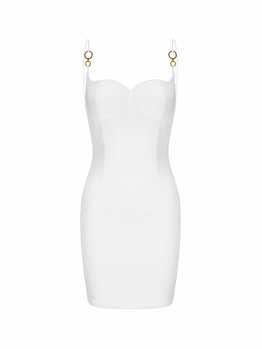 Nana Jacqueline Nadia Dress: White Mini Dress for Engagement Party White