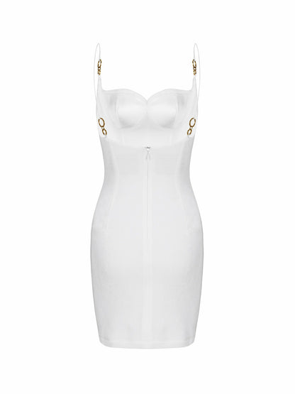 Nana Jacqueline Nadia Dress: White Mini Dress for Engagement Party White