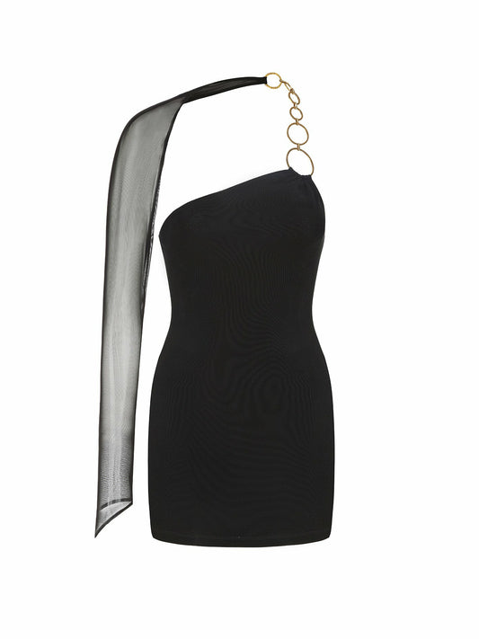 Nana Jacqueline Claudia Dress: Black Mini Dress for Cocktail Party Black