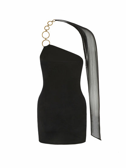 Nana Jacqueline Claudia Dress: Black Mini Dress for Cocktail Party Black