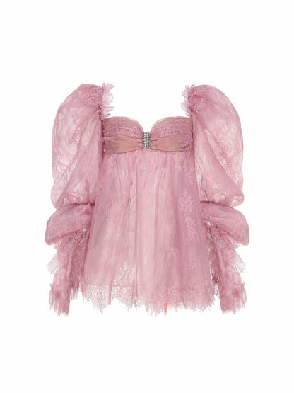 Nana Jacqueline Bianca Lace Dress: Pink Mini Dress for Bachelorette Party Pink/Purple