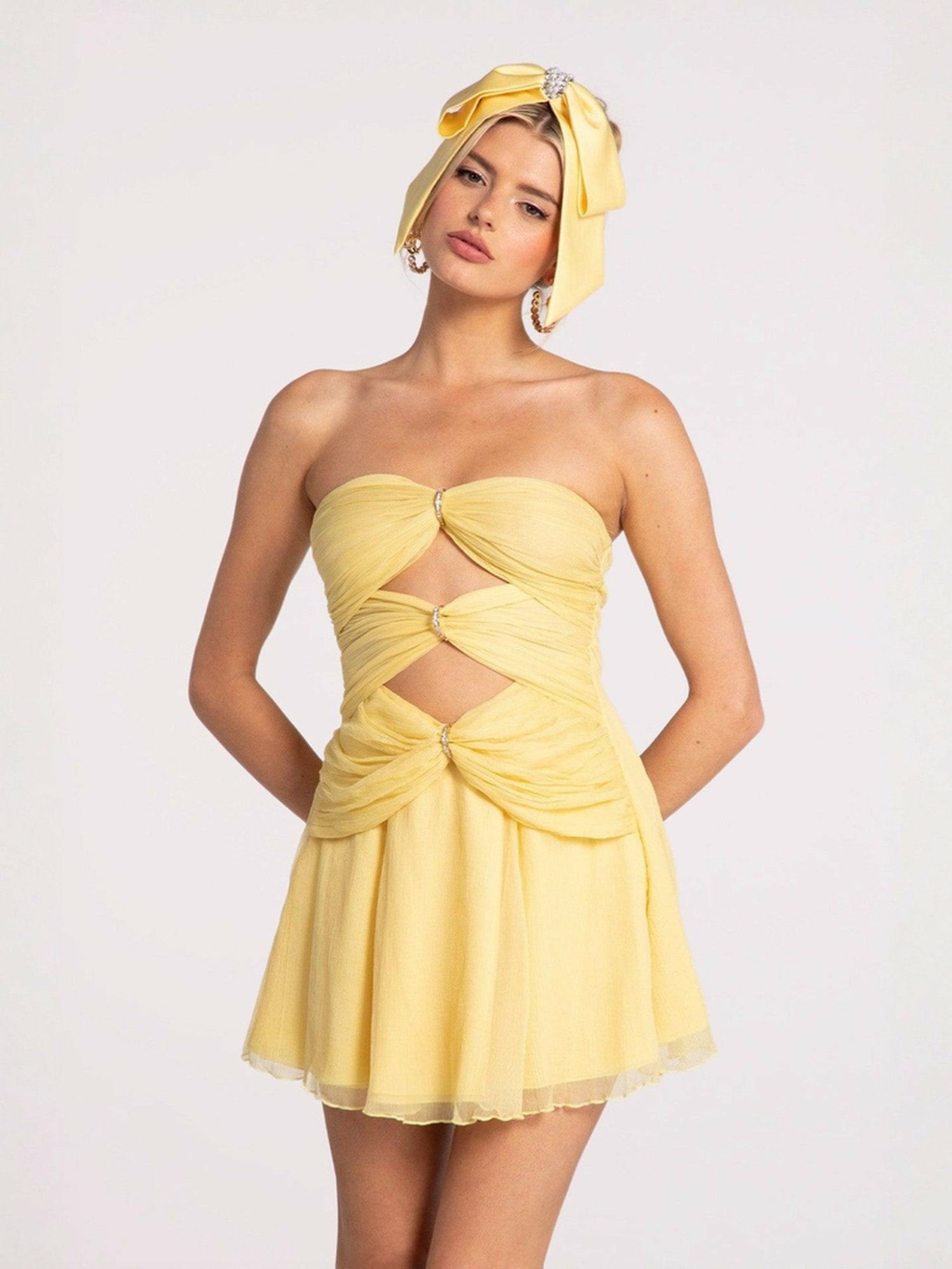 Nana Jacqueline Ilana Dress: Yellow Mini Dress for Birthday Celebration Yellow