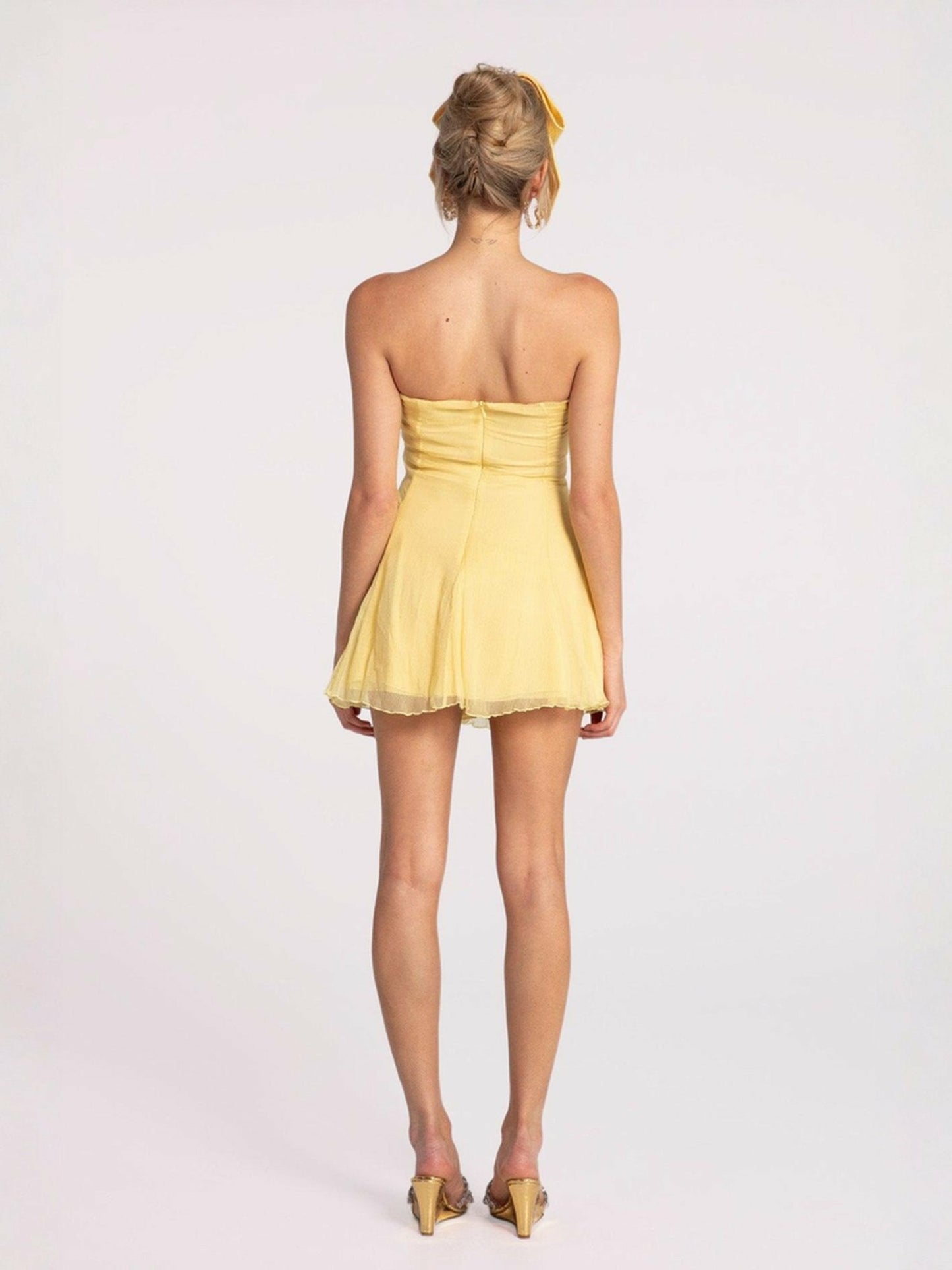 Nana Jacqueline Ilana Dress: Yellow Mini Dress for Birthday Celebration Yellow