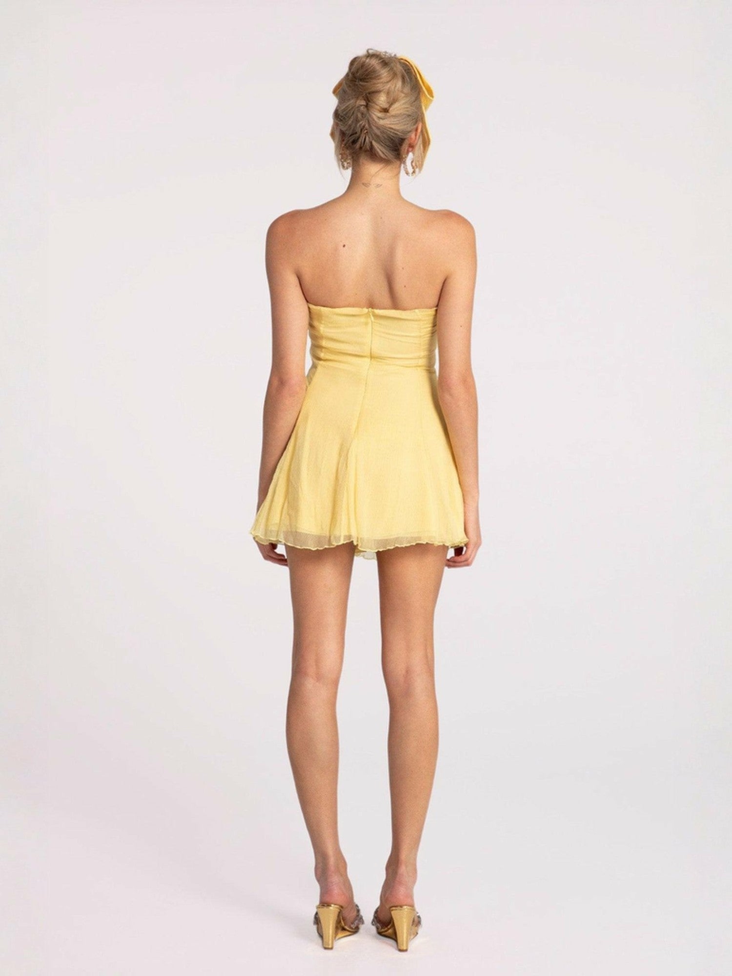 Nana Jacqueline Ilana Dress: Yellow Mini Dress for Birthday Celebration Yellow