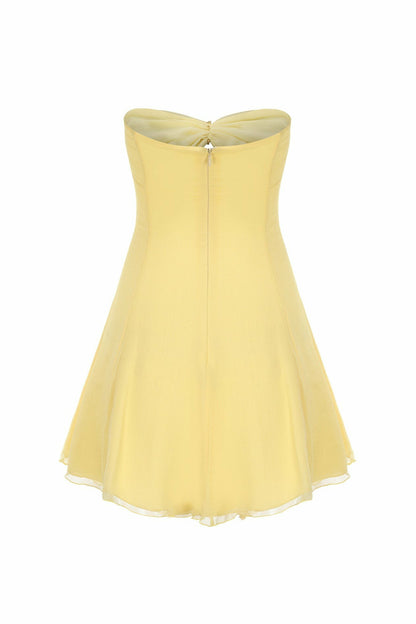 Nana Jacqueline Ilana Dress: Yellow Mini Dress for Birthday Celebration Yellow