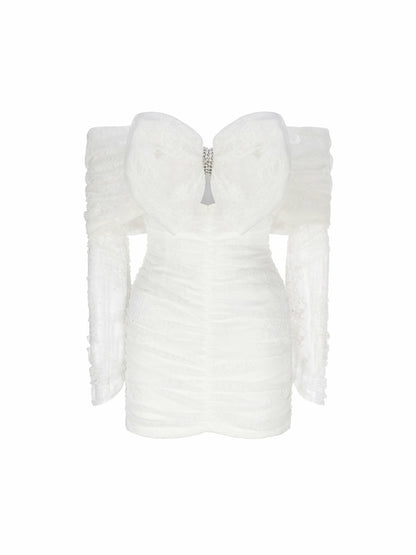 Nana Jacqueline Sydney Bow Dress: White Mini Dress for Bridal Shower White