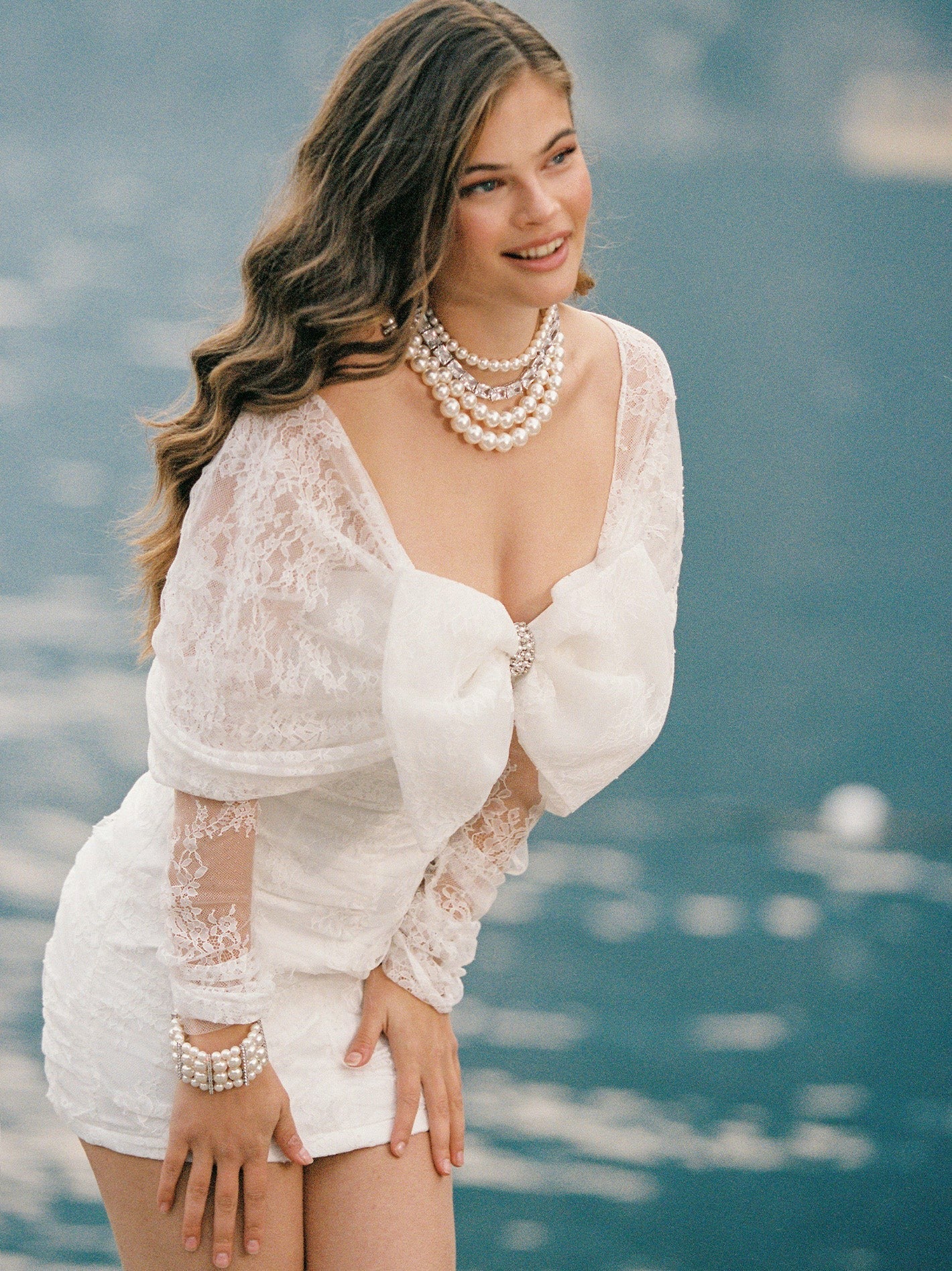 Nana Jacqueline Sydney Bow Dress: White Mini Dress for Bridal Shower White