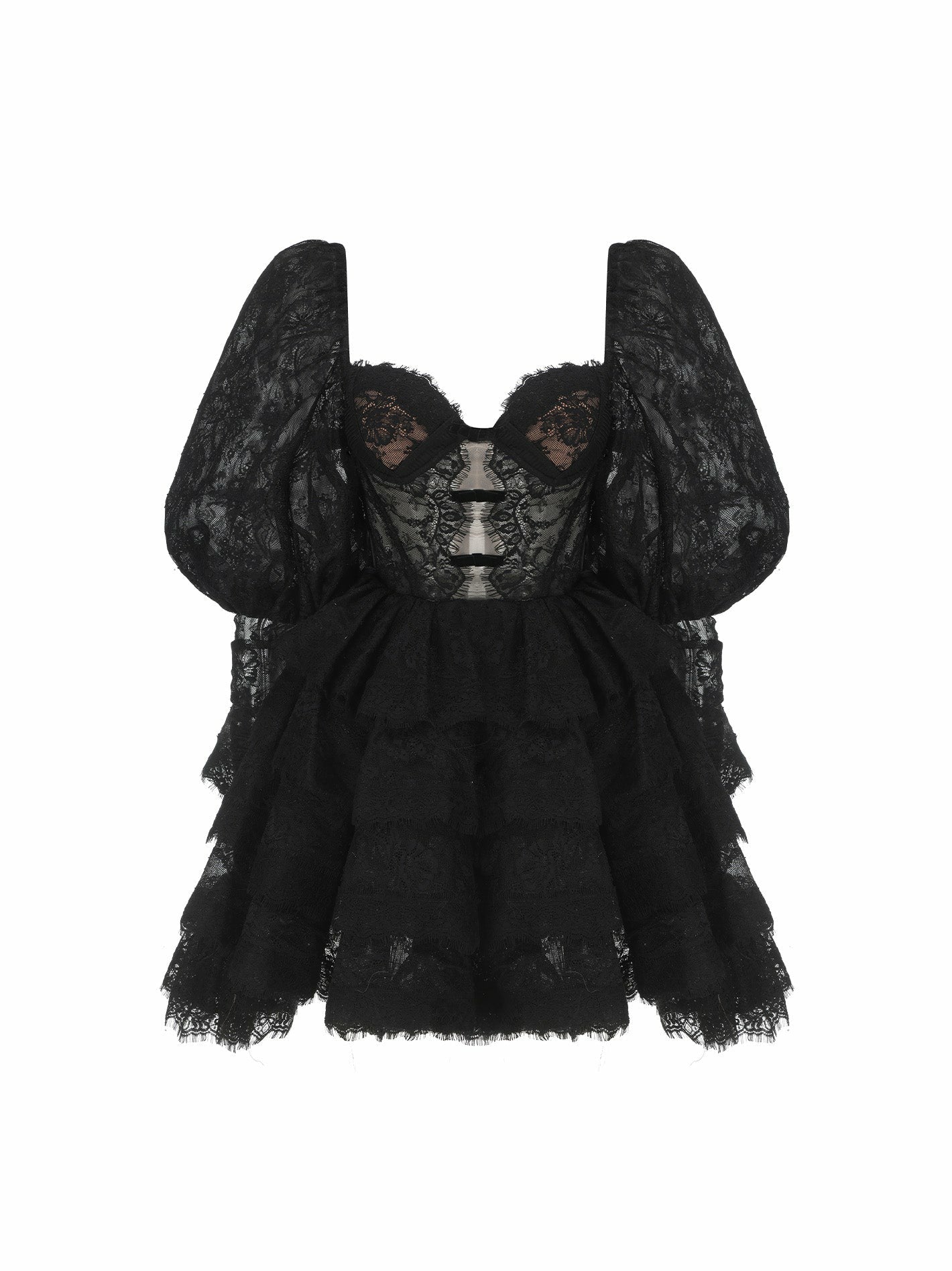Nana Jacqueline Penelope Lace Dress: Black Mini Dress for Cocktail Party Black