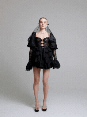 Nana Jacqueline Penelope Lace Dress: Black Mini Dress for Cocktail Party Black