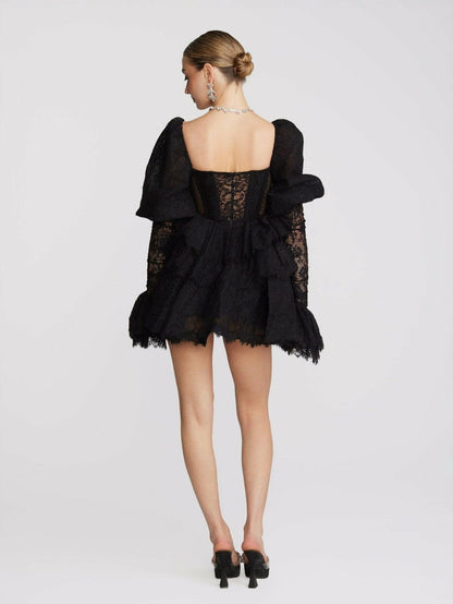 Nana Jacqueline Penelope Lace Dress: Black Mini Dress for Cocktail Party Black