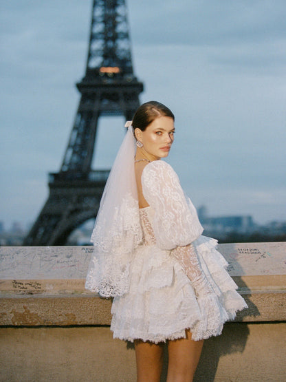 Nana Jacqueline Penelope Lace Dress: White Mini Dress for Wedding After-Party White