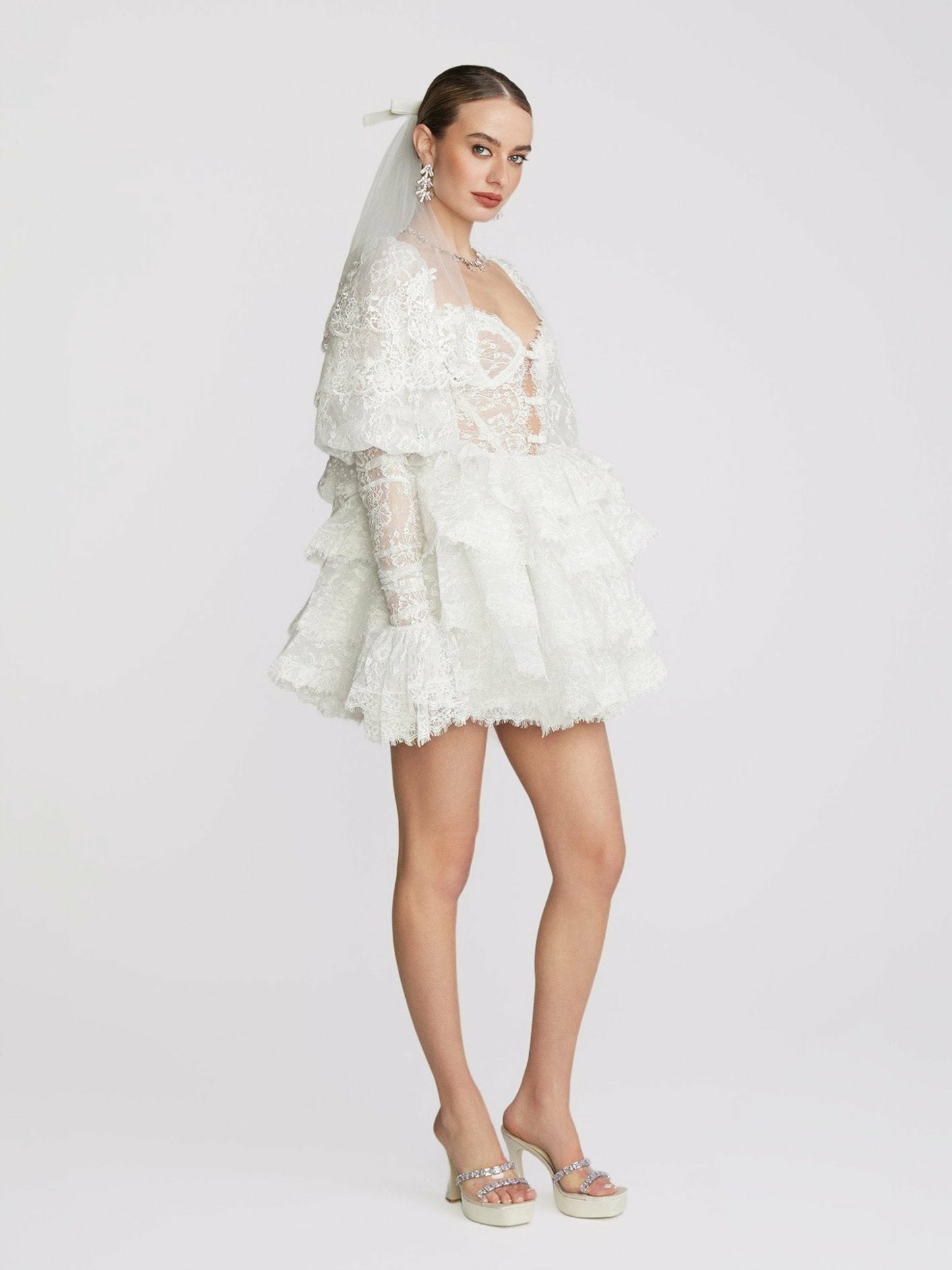 Nana Jacqueline Penelope Lace Dress: White Mini Dress for Wedding After-Party White