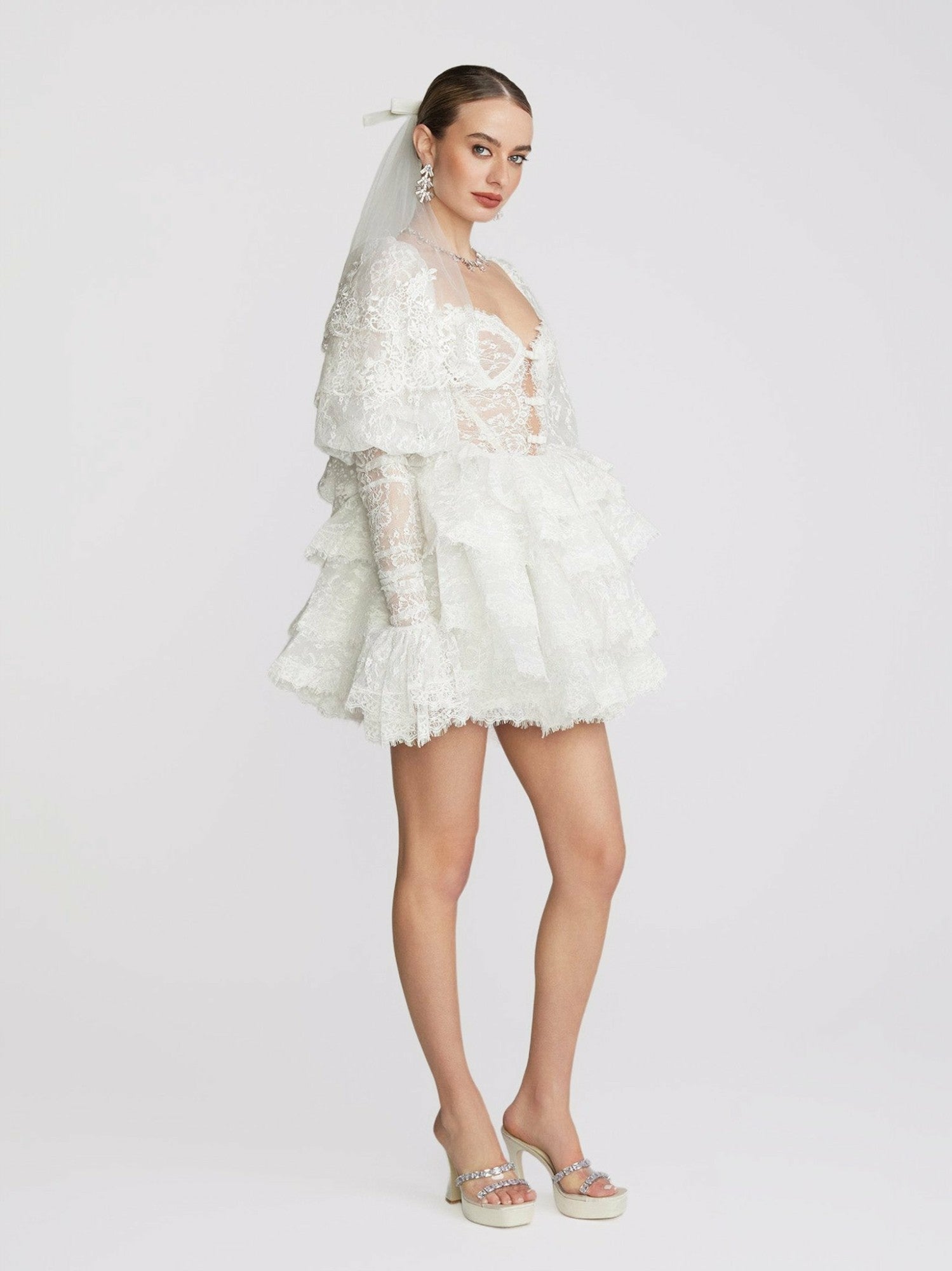 Nana Jacqueline Penelope Lace Dress: White Mini Dress for Wedding After-Party White