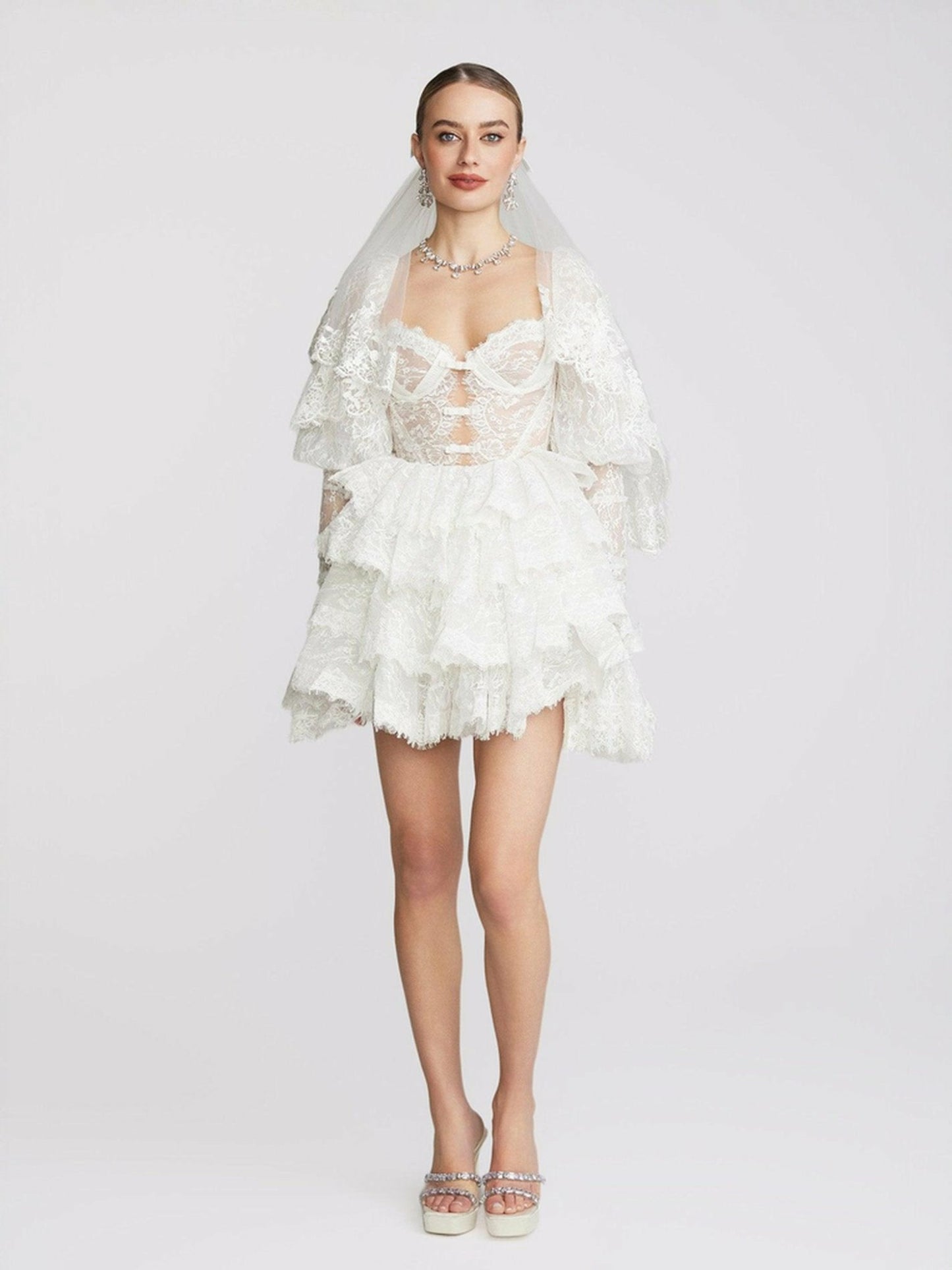 Nana Jacqueline Penelope Lace Dress: White Mini Dress for Wedding After-Party White