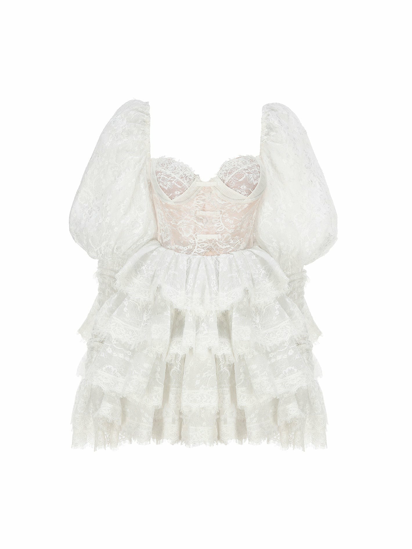 Nana Jacqueline Penelope Lace Dress: White Mini Dress for Wedding After-Party White