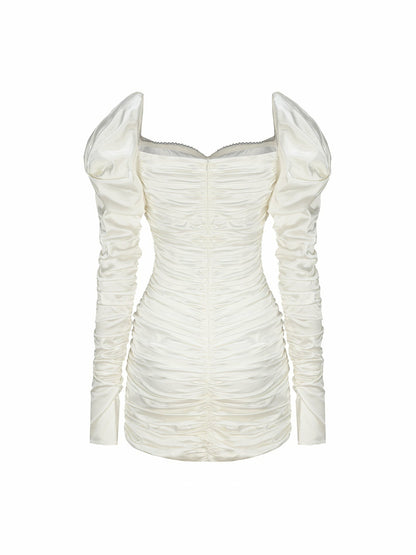 Nana Jacqueline Daphne Satin Dress: White Mini Dress for Bridal Shower White