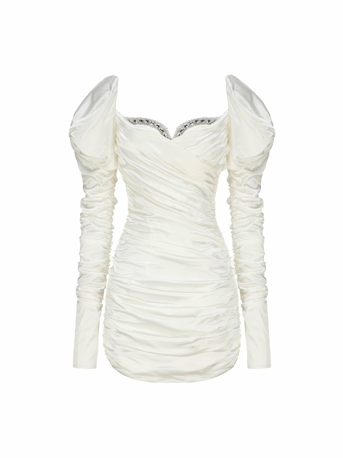 Nana Jacqueline Daphne Satin Dress: White Mini Dress for Bridal Shower White