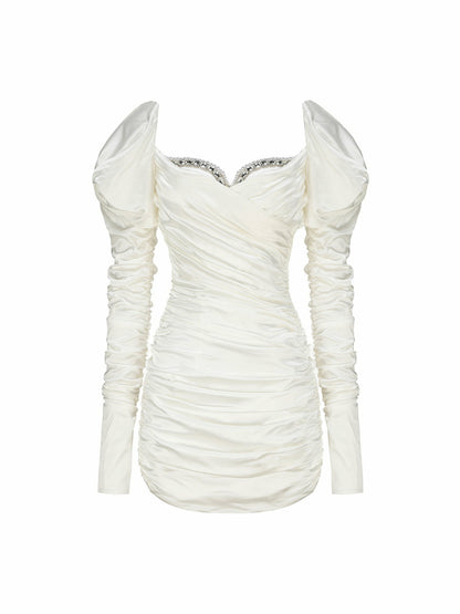Nana Jacqueline Daphne Satin Dress: White Mini Dress for Bridal Shower White