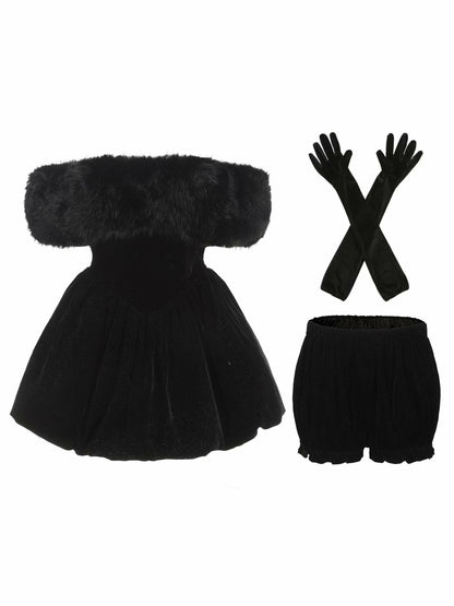 Nana Jacqueline Candice Velvet Dress: Black Mini Dress for Cocktail Party Black