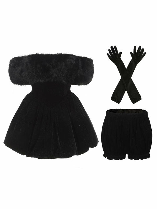 Nana Jacqueline Candice Velvet Dress: Black Mini Dress for Cocktail Party Black