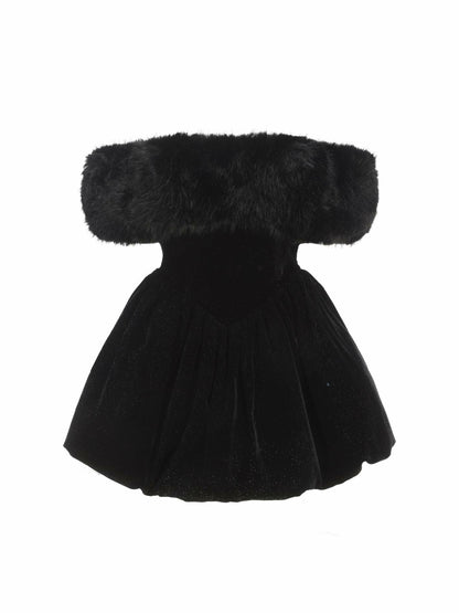 Nana Jacqueline Candice Velvet Dress: Black Mini Dress for Cocktail Party Black