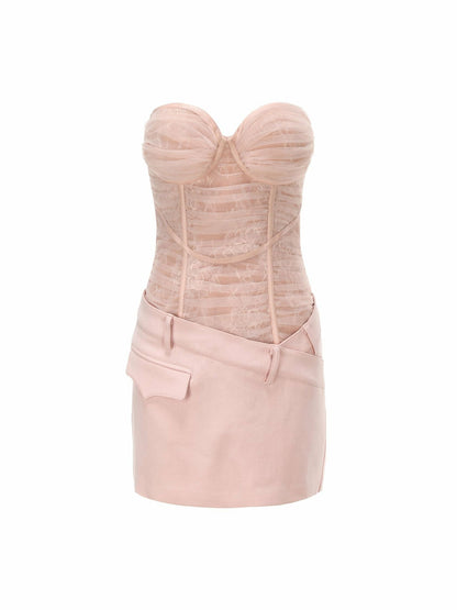 Nana Jacqueline Jane Lace Dress: Pink Mini Dress for Birthday Celebration Pink