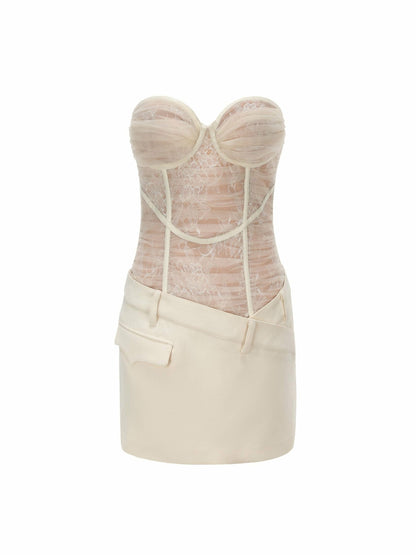 Nana Jacqueline Jane Lace Dress: White Mini Dress for Bridal Shower White