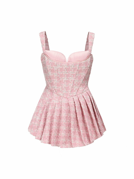 Nana Jacqueline Chelsea Tweed Dress: Pink Mini Dress for Birthday Celebration Pink
