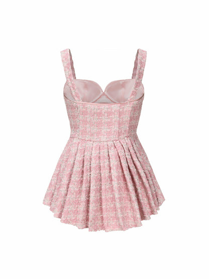 Nana Jacqueline Chelsea Tweed Dress: Pink Mini Dress for Birthday Celebration Pink