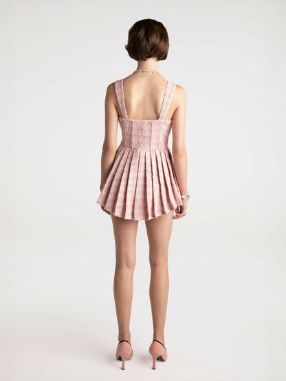 Nana Jacqueline Chelsea Tweed Dress: Pink Mini Dress for Birthday Celebration Pink