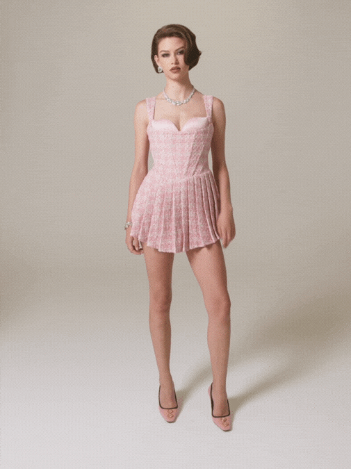 Nana Jacqueline Chelsea Tweed Dress: Pink Mini Dress for Birthday Celebration Pink