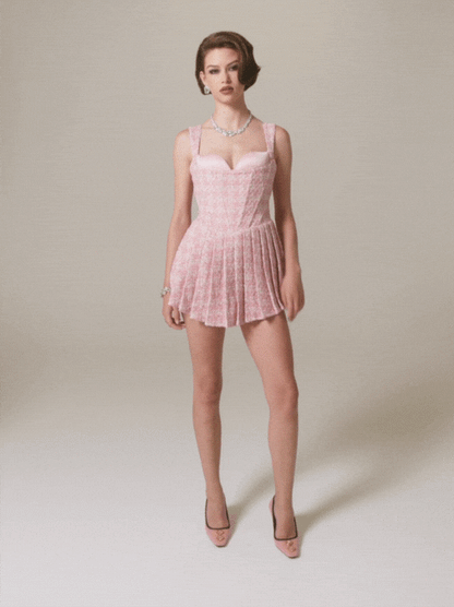 Nana Jacqueline Chelsea Tweed Dress: Pink Mini Dress for Birthday Celebration Pink