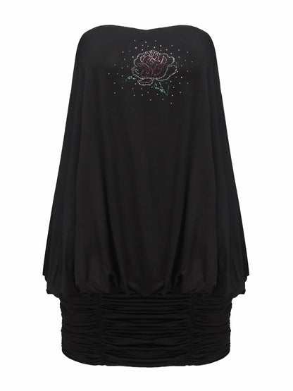 Nana Jacqueline Sara Rose Dress: Black Mini Dress for Cocktail Party Black