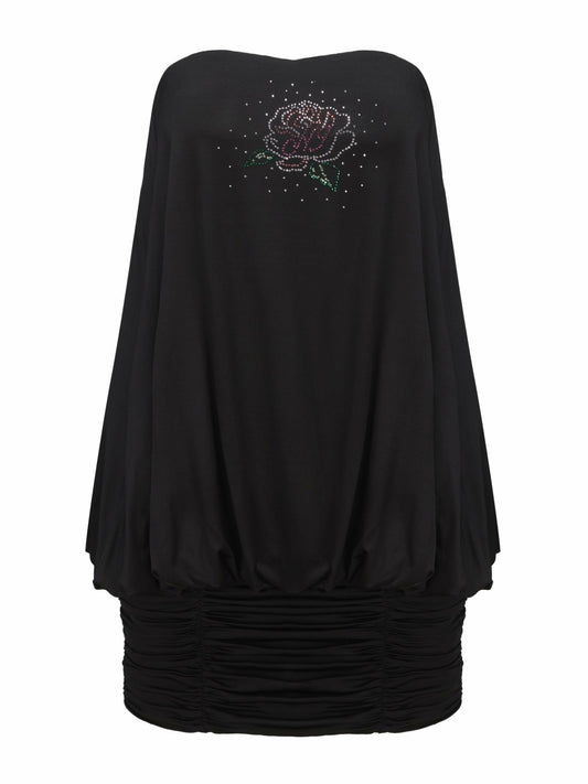 Nana Jacqueline Sara Rose Dress: Black Mini Dress for Cocktail Party Black