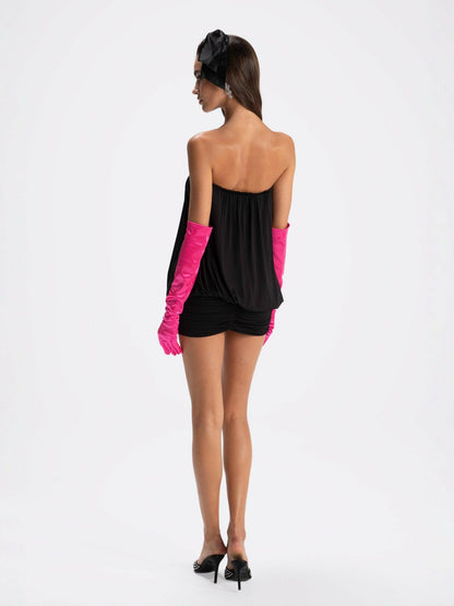 Nana Jacqueline Sara Rose Dress: Black Mini Dress for Cocktail Party Black