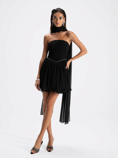 Nana Jacqueline Chloe Dress: Black Mini Dress for Cocktail Party Black