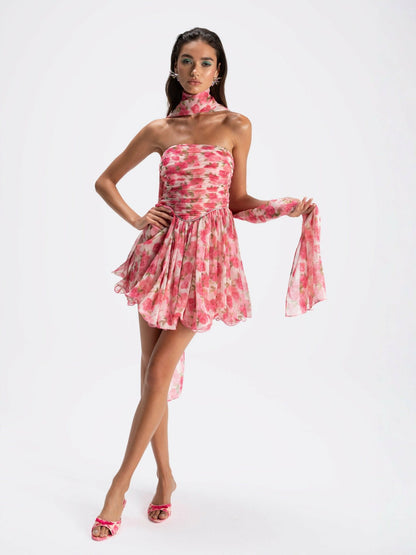 Nana Jacqueline Chloe Dress: Pink Mini Dress for Garden Party Pink