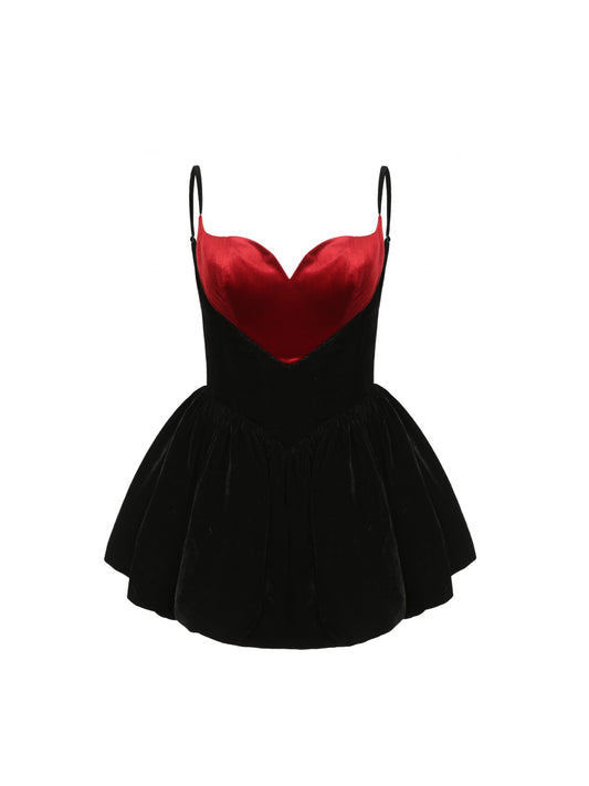 Nana Jacqueline Gabriella Velvet Dress: Black Mini Dress for Cocktail Party Black